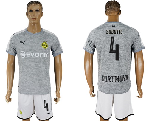 Dortmund #4 Subotic Grey Soccer Club Jersey Dortmund #4 Subotic Grey Soccer Club Jersey