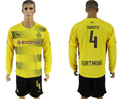 Dortmund #4 Subotic Home Long Sleeves Soccer Club Jersey Dortmund #4 Subotic Home Long Sleeves Soccer Club Jersey