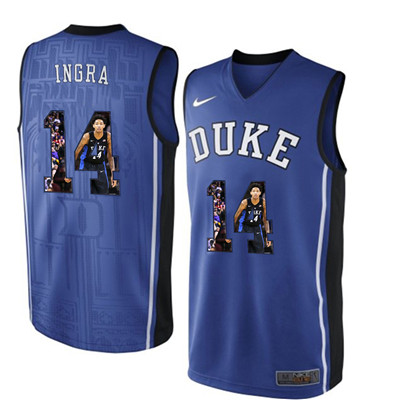 Duke Blue Devils 14 Brandon Ingram Blue With Portrait Print College Basketball Jersey Duke Blue Devils 14 Brandon Ingram Blue With Portrait Print College Basketball Jersey