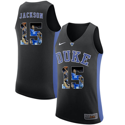 Duke Blue Devils 15 Frank Jackson Black With Portrait Print College Basketball Jersey3 Duke Blue Devils 15 Frank Jackson Black With Portrait Print College Basketball Jersey3
