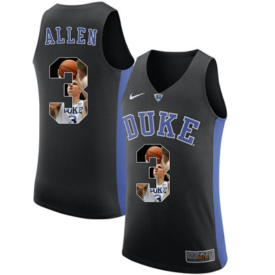 Duke Blue Devils 3 Grayson Allen Black With Portrait Print College Basketball Jersey2 Duke Blue Devils 3 Grayson Allen Black With Portrait Print College Basketball Jersey2