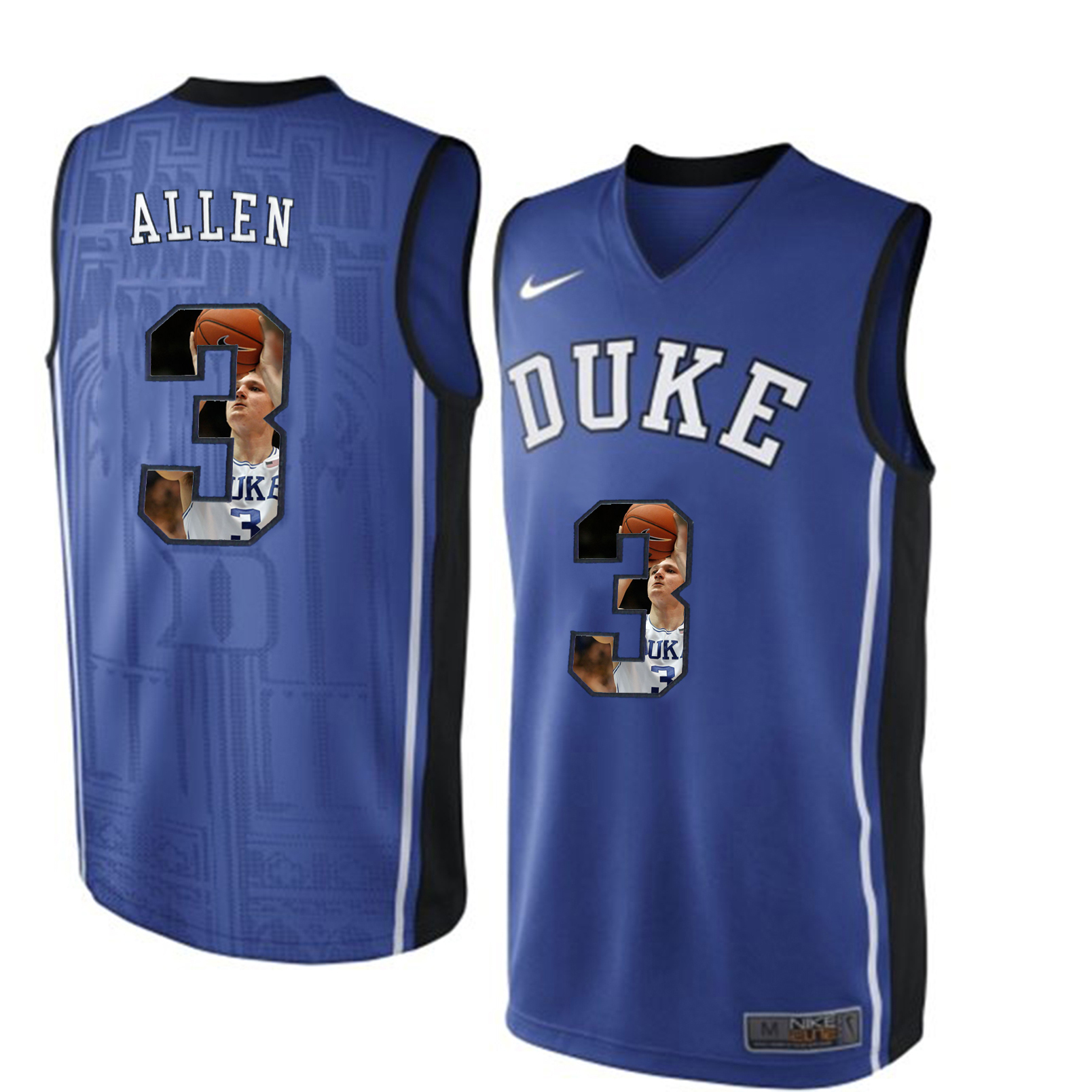Duke Blue Devils 3 Grayson Allen Blue With Portrait Print College Basketball Jersey4