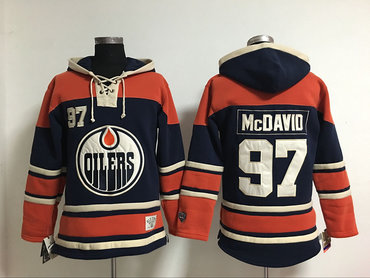 Edmonton Oilers #97 Connor McDavid Light dark Blue Stitched NHL Hoodie
