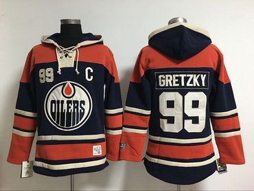 Edmonton Oilers #99 Wayne Gretzky dark Blue Stitched NHL Hoodie