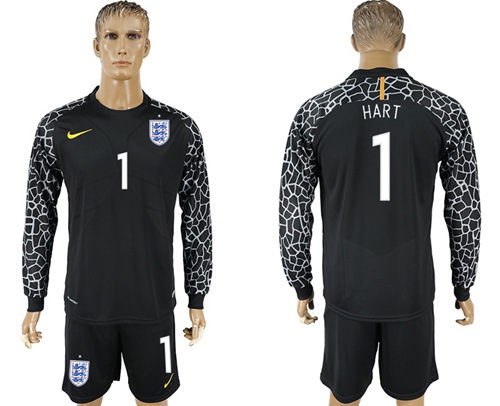 England #1 Hart Black Long Sleeves Goalkeeper Soccer Country Jersey England #1 Hart Black Long Sleeves Goalkeeper Soccer Country Jersey