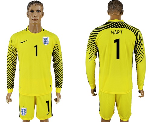 England #1 Hart Yellow Long Sleeves Goalkeeper Soccer Country Jersey England #1 Hart Yellow Long Sleeves Goalkeeper Soccer Country Jersey