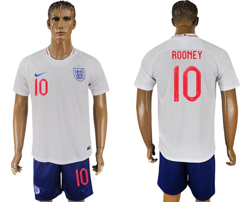 England #10 Rooney Home Soccer Country Jersey