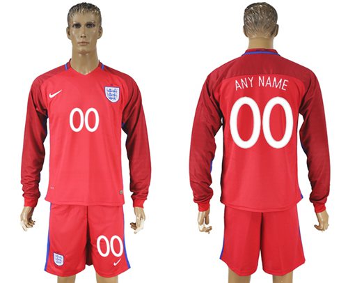 England Personalized Away Long Sleeve Soccer Country Jersey
