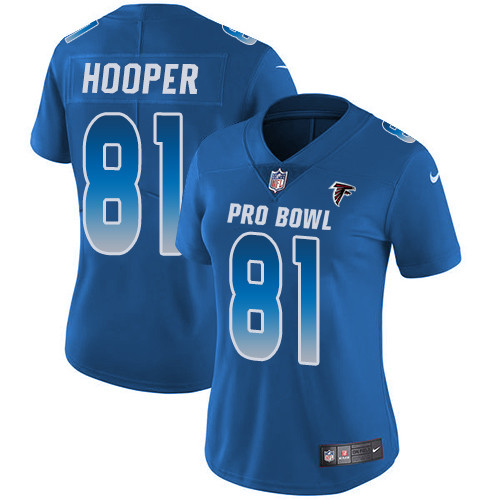 Falcons #81 Austin Hooper Royal Women's Stitched Football Limited NFC 2019 Pro Bowl Jersey