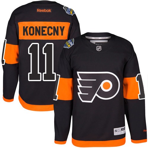 Flyers #11 Travis Konecny Black 2017 Stadium Series Stitched NHL Jersey Flyers #11 Travis Konecny Black 2017 Stadium Series Stitched NHL Jersey