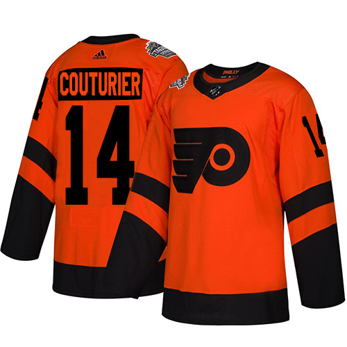 Flyers #14 Sean Couturier Orange Authentic 2019 Stadium Series Stitched Youth Hockey Jersey