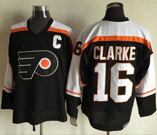 Flyers #16 Bobby Clarke Black CCM Throwback Stitched NHL Jersey Flyers #16 Bobby Clarke Black CCM Throwback Stitched NHL Jersey