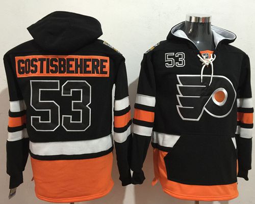 Flyers #53 Shayne Gostisbehere Black Name & Number Pullover NHL Hoodie Flyers #53 Shayne Gostisbehere Black Name & Number Pullover NHL Hoodie
