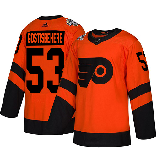 Flyers #53 Shayne Gostisbehere Orange Authentic 2019 Stadium Series Stitched Youth Hockey Jersey
