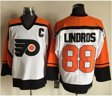 Flyers #88 Eric Lindros WhiteBlack CCM Throwback Stitched NHL Jersey
