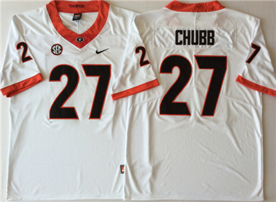 Georgia Bulldogs #27 Nick Chubb White College Football Jersey Georgia Bulldogs #27 Nick Chubb White College Football Jersey