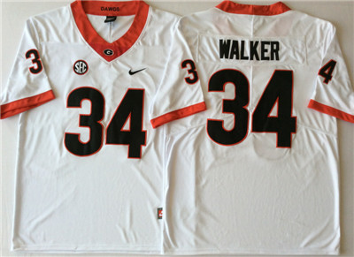 Georgia Bulldogs #34 Herchel Walker White College Football Jersey