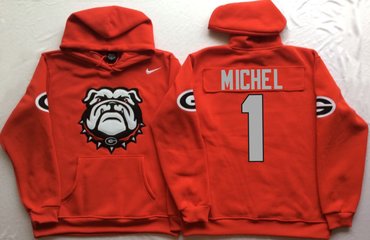 Georgia Bulldogs 1 Sony Michel Red Men's Pullover Hoodie Georgia Bulldogs 1 Sony Michel Red Men's Pullover Hoodie