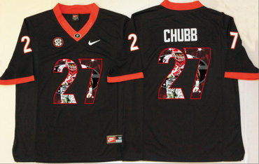 Georgia Bulldogs 27 Nick Chubb Black Portrait Number College Jersey Georgia Bulldogs 27 Nick Chubb Black Portrait Number College Jersey