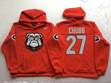 Georgia Bulldogs 27 Nick Chubb Red Men's Pullover Hoodie Georgia Bulldogs 27 Nick Chubb Red Men's Pullover Hoodie
