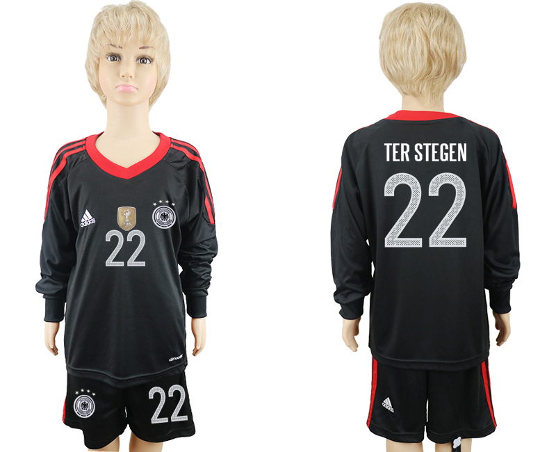 Germany #22 Ter Stegen Black Goalkeeper Long Sleeves Soccer Country Jersey