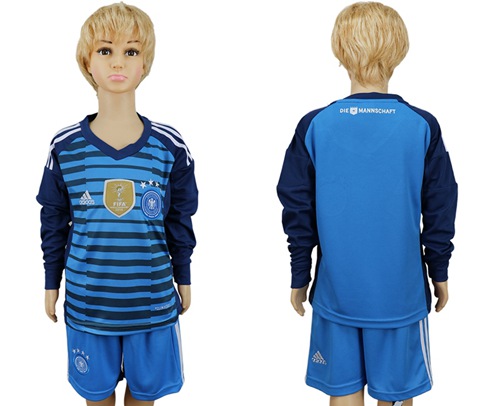 Germany Blank Blue Long Sleeves Kid Soccer Country Jersey Germany Blank Blue Long Sleeves Kid Soccer Country Jersey