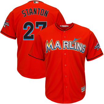 Giancarlo Stanton Miami Marlins Majestic Alternate Cool Base Player Jersey with 2017 All-Star Game Patch - Orange