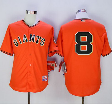 Giants #8 Hunter Pence Orange Old Style Giants Stitched MLB Jersey