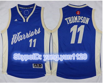 Golden State Warriors #11 Klay Thompson Blue 2015-2016 Christmas Day Stitched NBA Jersey