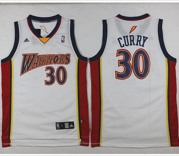 Golden State Warriors #30 Stephen Curry White Throwback Stitched NBA Jersey