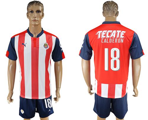 Guadalajara #18 Calderon Home Soccer Club Jersey