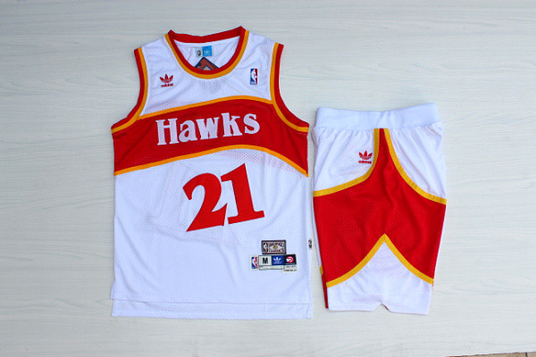 Hawks #21 Dominique Wilkins White Hardwood Classics Jersey(With Shorts) Hawks #21 Dominique Wilkins White Hardwood Classics Jersey(With Shorts)