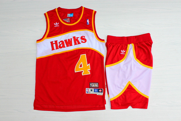 Hawks #4 Spud Webb Red Hardwood Classics Jersey(With Shorts)
