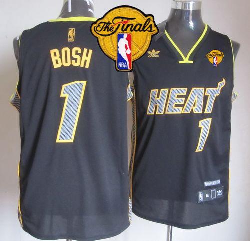 Heat #1 Chris Bosh Black Electricity Fashion Finals Patch Stitched NBA Jersey Heat #1 Chris Bosh Black Electricity Fashion Finals Patch Stitched NBA Jersey