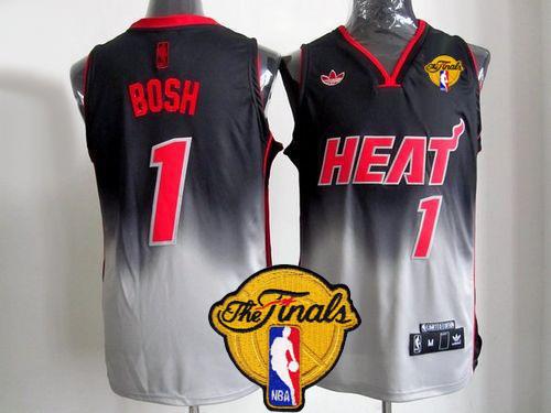 Heat #1 Chris Bosh Black Grey Fadeaway Fashion Finals Patch Stitched NBA Jersey Heat #1 Chris Bosh Black Grey Fadeaway Fashion Finals Patch Stitched NBA Jersey