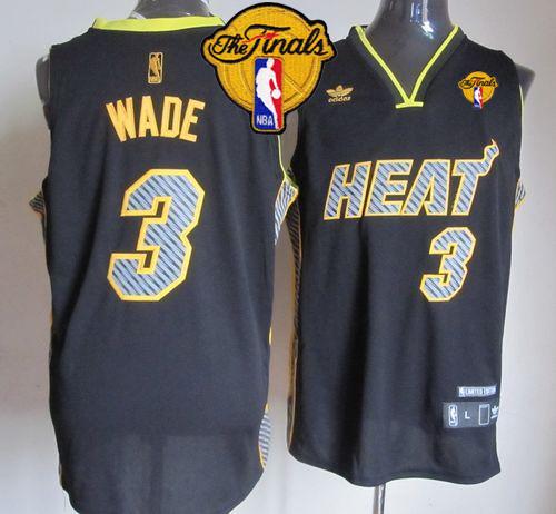 Heat #3 Dwyane Wade Black Electricity Fashion Finals Patch Stitched NBA Jersey Heat #3 Dwyane Wade Black Electricity Fashion Finals Patch Stitched NBA Jersey