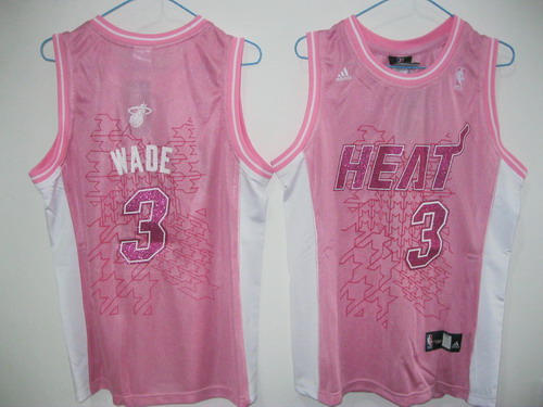 Heat #3 Dwyane Wade Pink Fashion Women's Stitched NBA Jersey