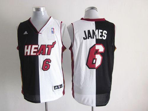 Heat #6 LeBron James Black White Split Fashion Stitched NBA Jersey Heat #6 LeBron James Black White Split Fashion Stitched NBA Jersey