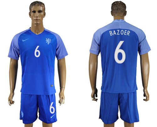 Holland #6 Bazoer Away Soccer Country Jersey Holland #6 Bazoer Away Soccer Country Jersey