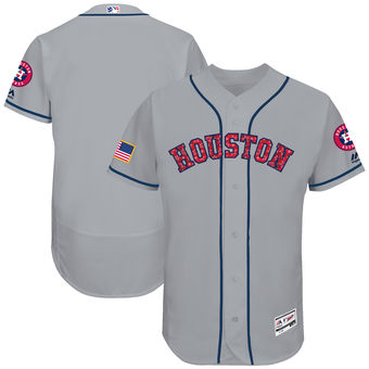 Houston Astros Majestic 2017 Stars & Stripes Authentic Collection FlexBase Team Jersey - Gray