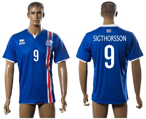 Iceland #9 Sigthorsson Home Soccer Country Jerse