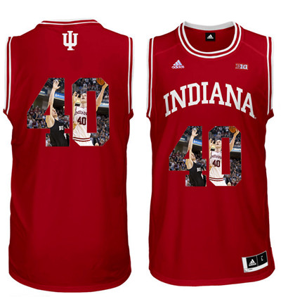 Indiana Hoosiers 40 Cody Zeller Red With Portrait Print College Basketball Jersey