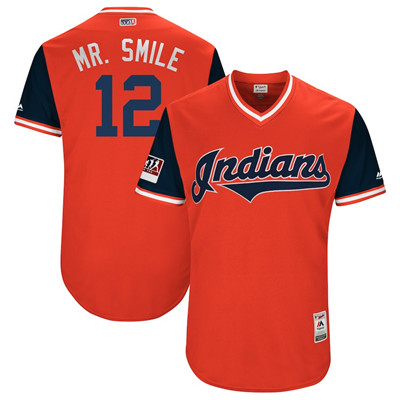 Indians #12 Francisco Lindor Mr. Smile Red 2018 Players' Weekend Authentic Team Jersey