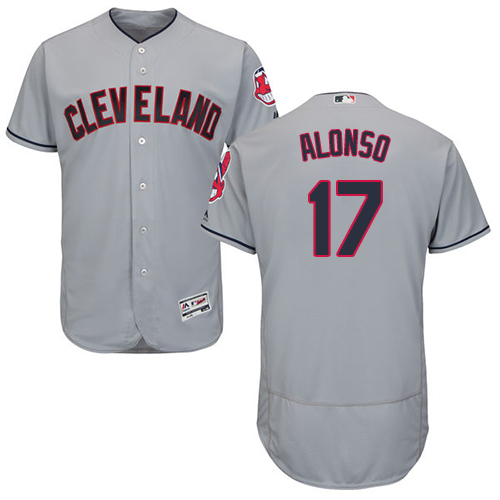 Indians #17 Yonder Alonso Grey Flexbase Authentic Collection Stitched Baseball Jersey Indians #17 Yonder Alonso Grey Flexbase Authentic Collection Stitched Baseball Jersey