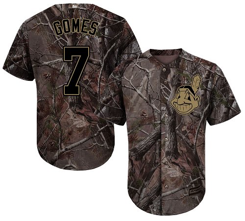 Indians #7 Yan Gomes Camo Realtree Collection Cool Base Stitched Youth Baseball Jersey