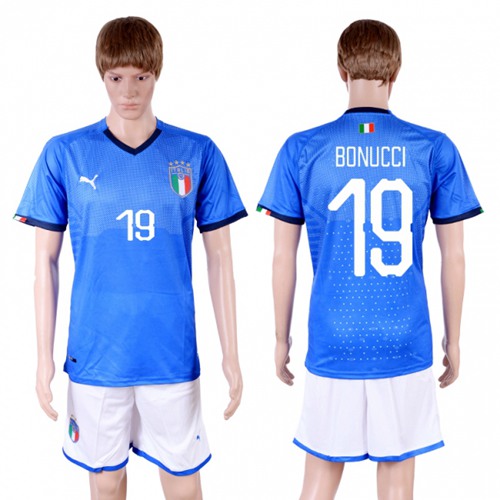 Italy #19 Bonucci Home Soccer Country Jersey Italy #19 Bonucci Home Soccer Country Jersey