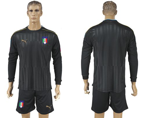 Italy Blank Black Long Sleeves Goalkeeper Soccer Country Jersey Italy Blank Black Long Sleeves Goalkeeper Soccer Country Jersey
