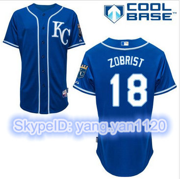 Kansas City Royals #18 Ben Zobrist Blue Alternate 2 Cool Base Stitched MLB Jersey