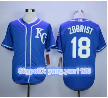 Kansas City Royals #18 Ben Zobrist Blue Alternate 2 Cool Base Stitched MLB Jersey