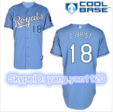 Kansas City Royals #18 Ben Zobrist Light Blue Alternate 1 Cool Base Stitched MLB Jersey Kansas City Royals #18 Ben Zobrist Light Blue Alternate 1 Cool Base Stitched MLB Jersey
